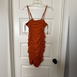 Copper ruched dress
